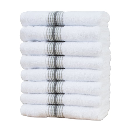 Arkwright Home Aston & Arden Turkish Striped Washcloth 13x13 Sage (8pk) WC-STT-1313-1.75-SGE